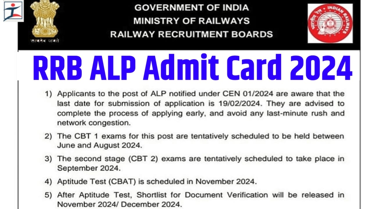 RRB ALP & Assistant Loco Pilot Exam Admit Card 2024 in Hindi