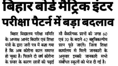 Bihar board New exam pattern 2025