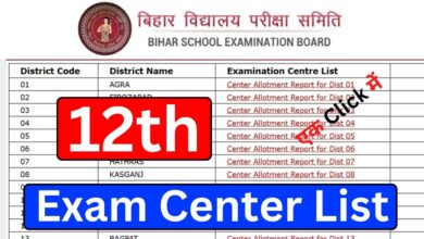 BSEB 12th Exam Center List 2025